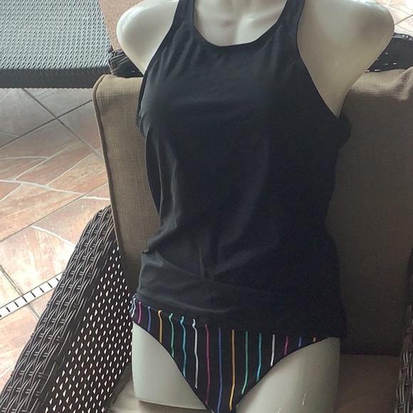 Vera Bradley reversible bikini stripes & black size S NWT Black tankini … - Picture 2 of 15